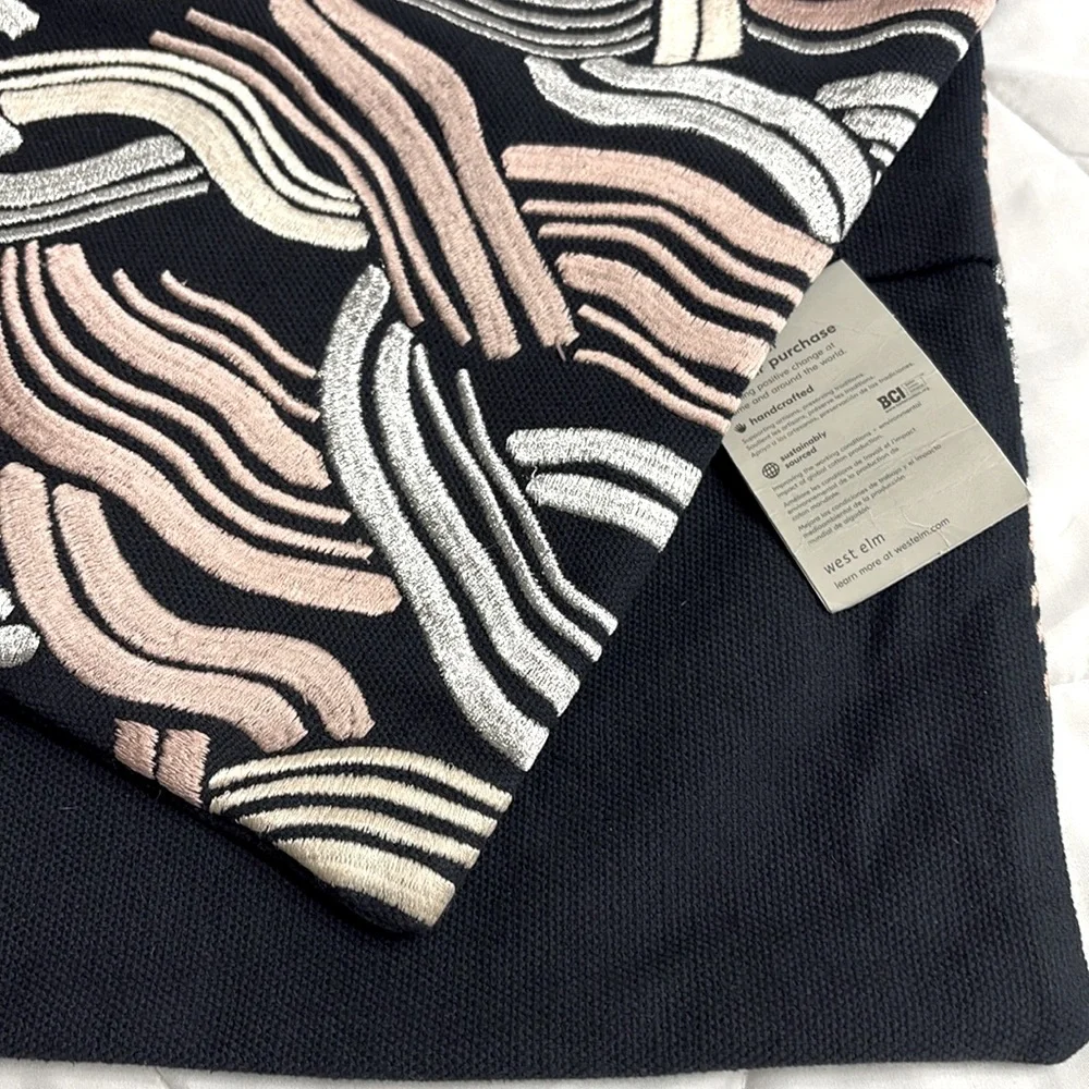 West Elm Pillow Covers Shams cotton Embroidered 18 x 18